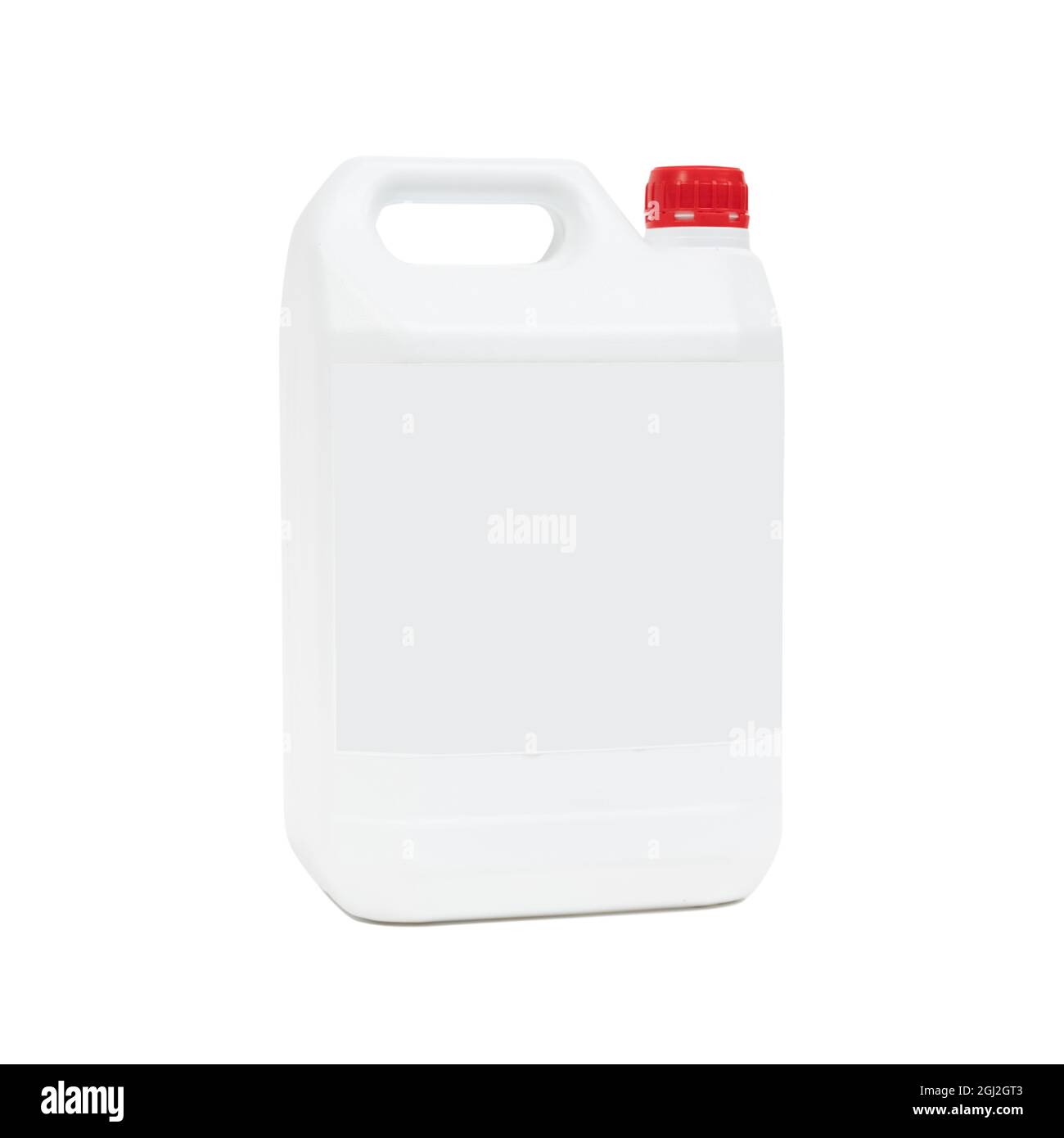 Tamburo bianco con un cappuccio rosso su sfondo bianco Foto Stock