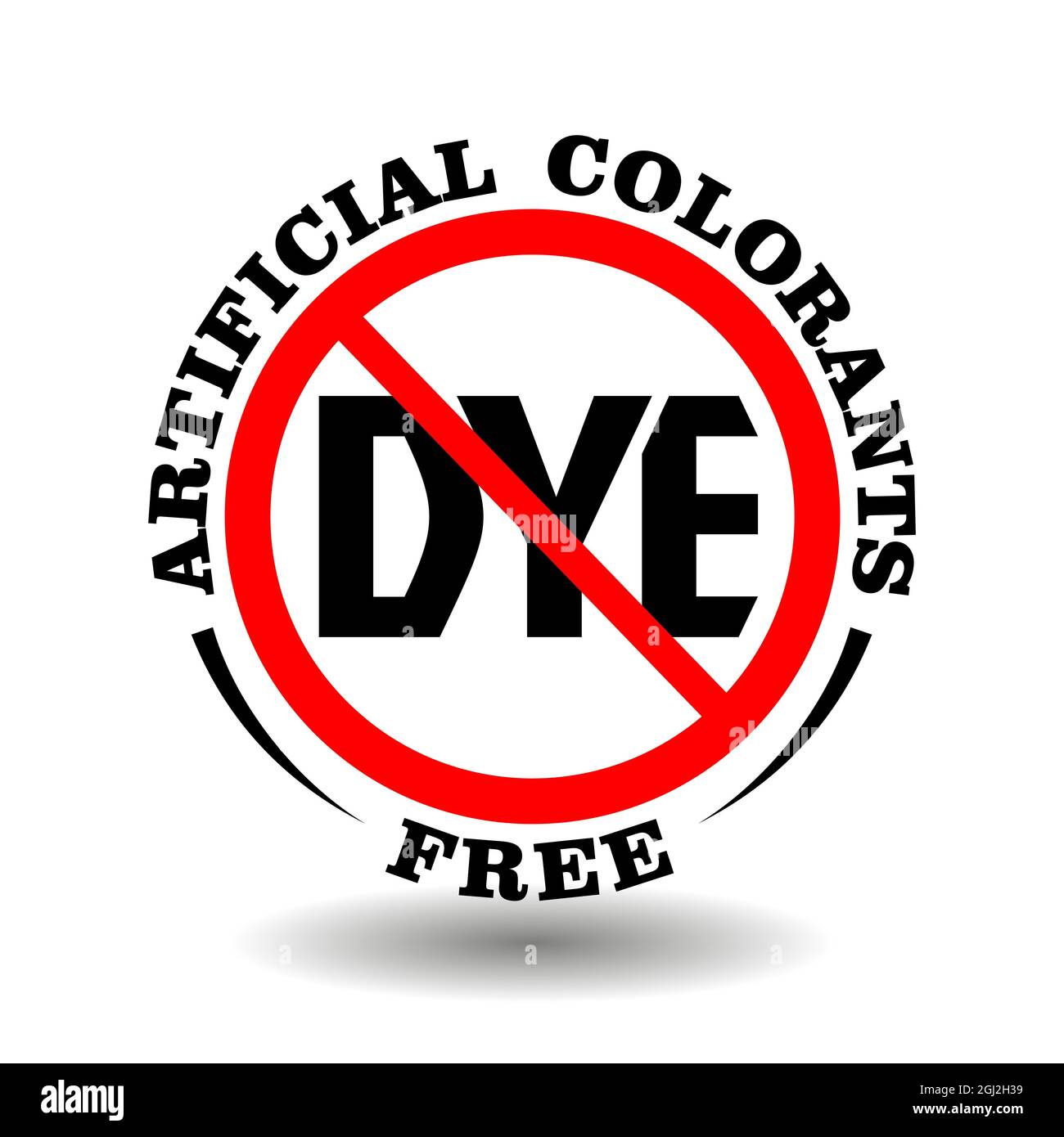 Timbro circolare vettoriale Nessun colorante artificiale, colore non sintetico per l'imballaggio del prodotto. Icona cerchio SENZA COLORANTE isolato su bianco Illustrazione Vettoriale