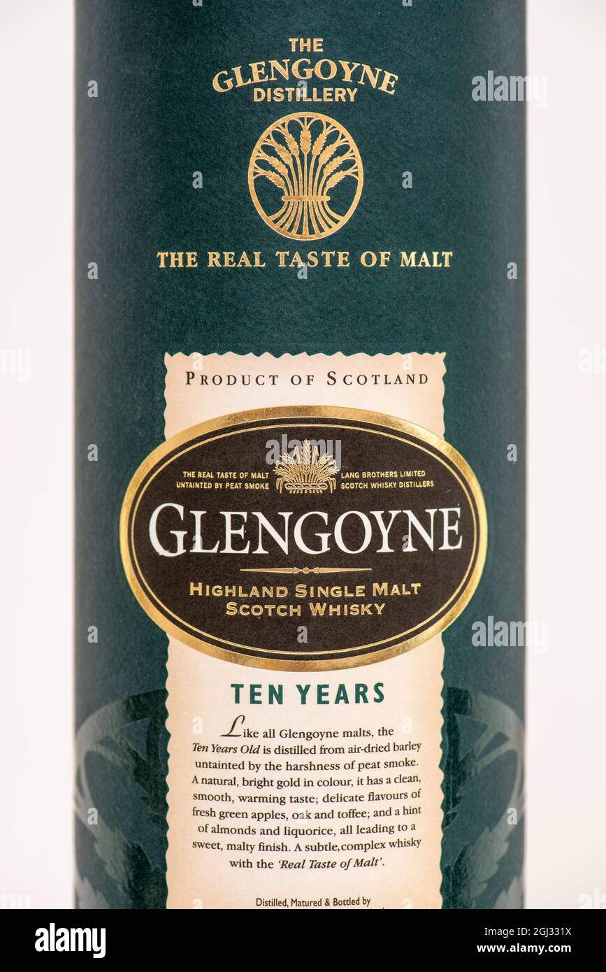Scatola di 10 anni GLENGOYNE whisky single malt scotch Foto Stock