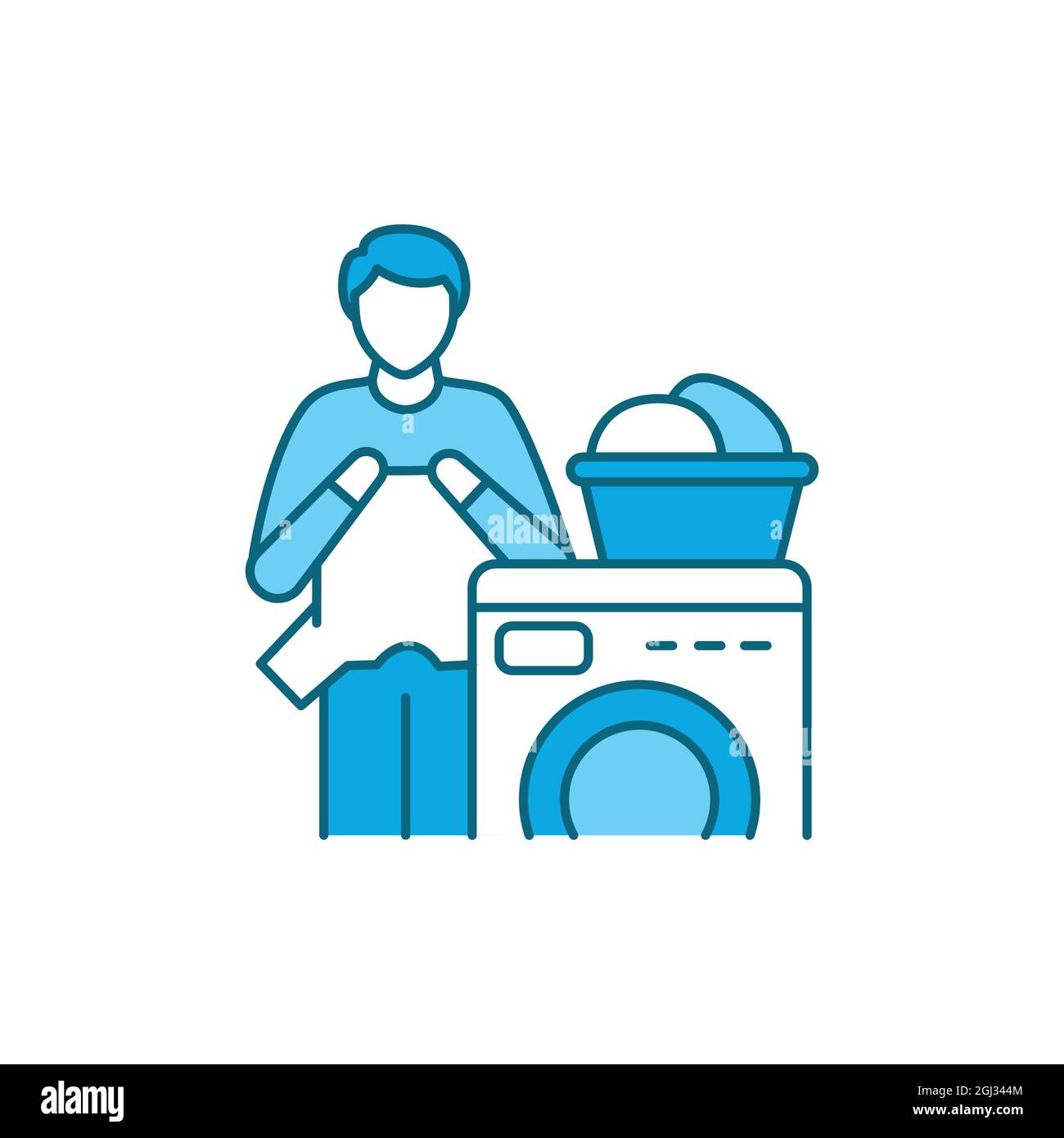 Icona della linea a colori della lavanderia. Pittogramma per pagina web, app mobile, promo. Elemento di progettazione GUI UI UX. Tratto modificabile. Illustrazione Vettoriale