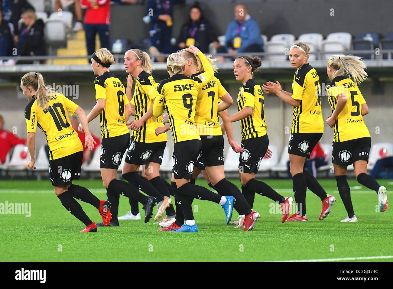 Gothenburg, Svezia. 08 settembre 2021. Hacken festeggia il traguardo nella qualifica di UEFA Womens Champions League 2° round tra BK Hacken e Valerenga SE si trova all'arena di Bravida a Gothenburg, Svezia Credit: SPP Sport Press Photo. /Alamy Live News Foto Stock