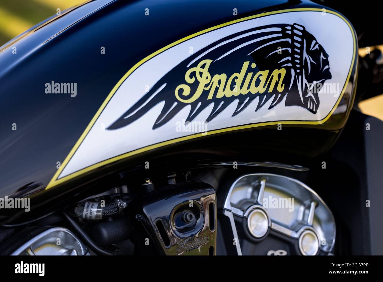 Logo indiano del headdress del motociclo Foto Stock