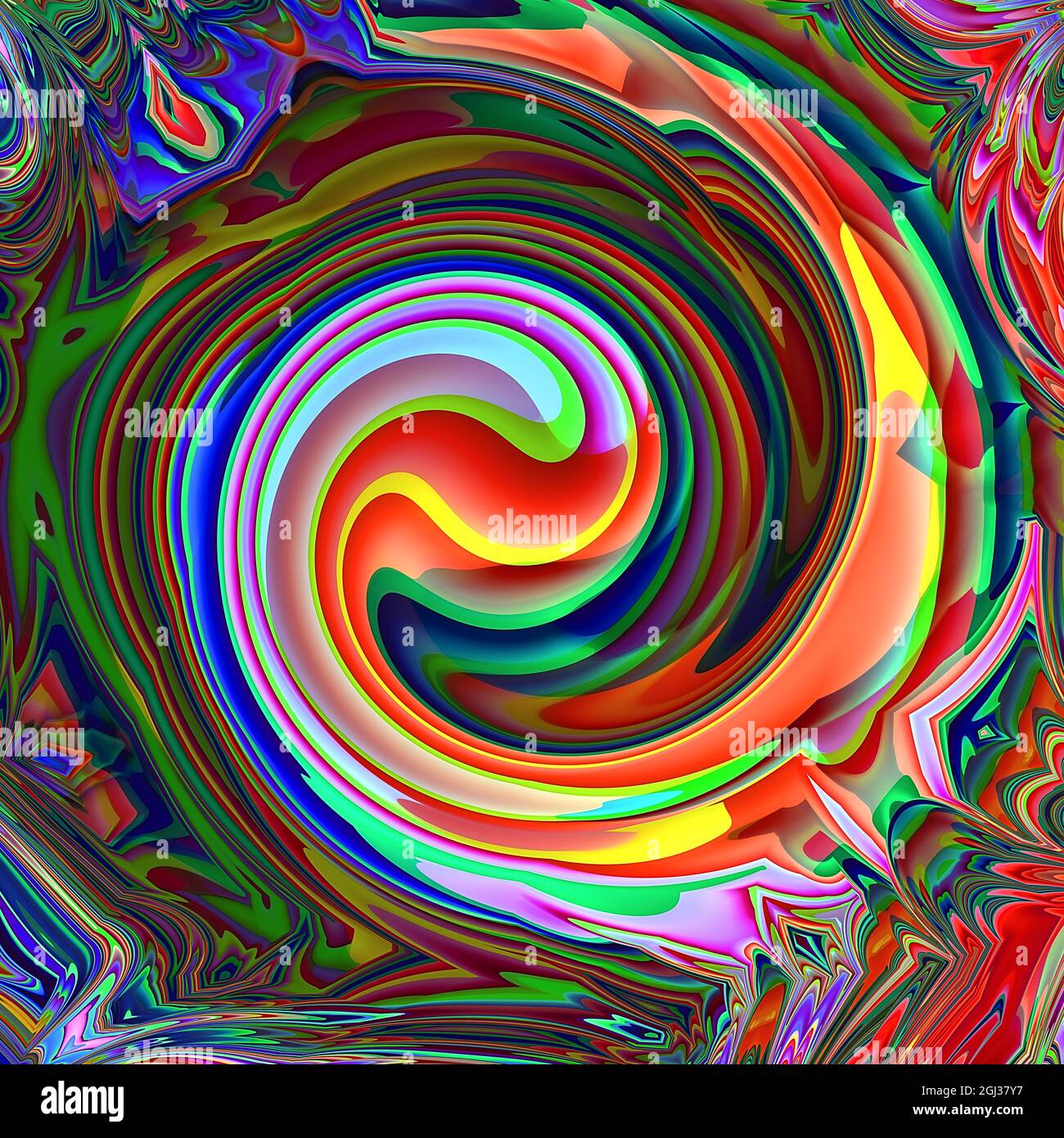 Motivo colorato Abstract Twist e Swirl. Colori vivaci e brillanti, pittura digitale potente multicolore. Texture d'arte moderna con colore rotatio Foto Stock
