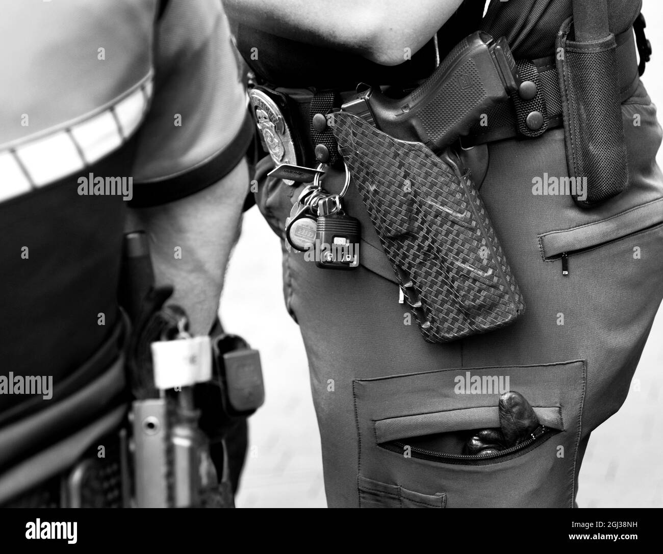 Due poliziotti in servizio a Santa Fe, New Mexico Foto Stock