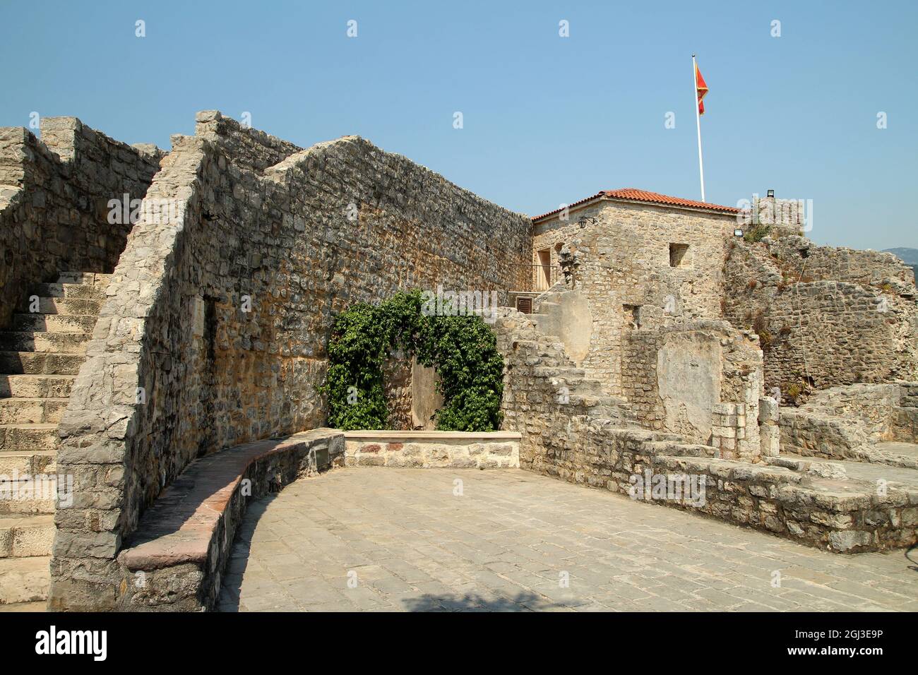 Città vecchia Budva e la Cittadella, comune di Budva, Montenegro. Foto Stock