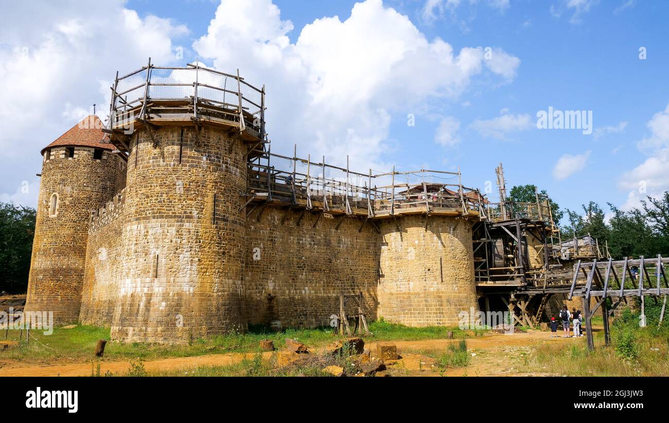 Sito di costruzione del castello di Guédelon, Treigny-Perreuse-Sainte-Colombe, Yonne, regione Bourgogne Franche-Comté, Francia Foto Stock