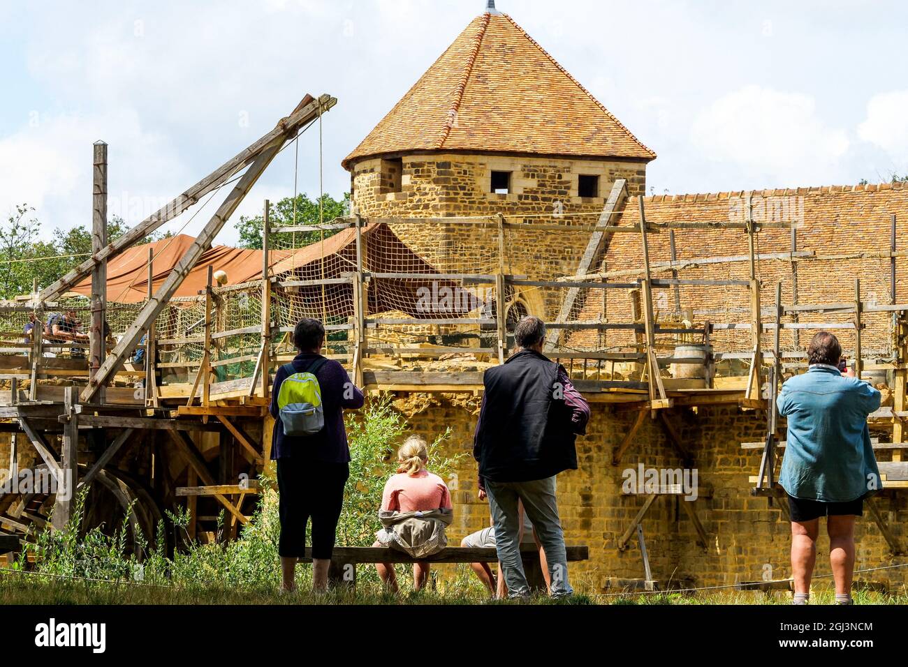 Sito di costruzione del castello di Guédelon, Treigny-Perreuse-Sainte-Colombe, Yonne, regione Bourgogne Franche-Comté, Francia Foto Stock