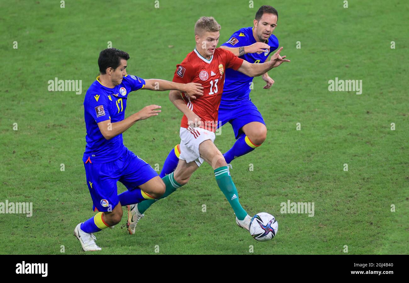 BUDAPEST, UNGHERIA - 08 SETTEMBRE: 2022 gara di qualificazione della Coppa del mondo FIFA tra Ungheria e Andorra alla Puskas Arena il 08 settembre 2021 a Budapest, Ungheria. Alamy Live News/Gabriella Barbara Credit: Gabriella Barbara/Alamy Live News Foto Stock