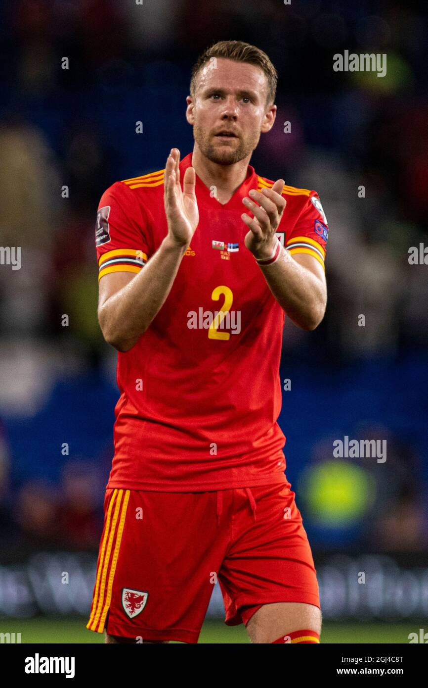 Cardiff, Regno Unito. 08 settembre 2021. Chris Gunter del Galles a tempo pieno. Galles / Estonia in un qualificatore della Coppa del mondo FIFA 2022 al Cardiff City Stadium l'8 settembre 2021. Credit: Lewis Mitchell/Alamy Live News Foto Stock