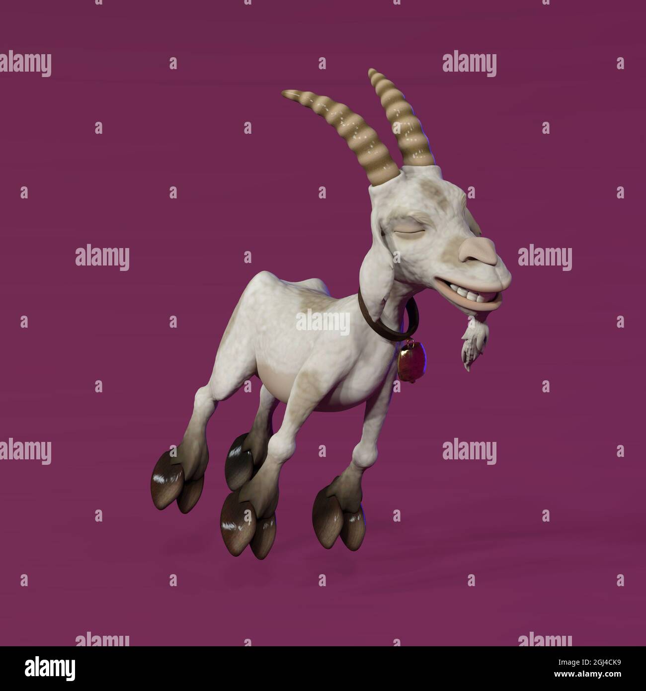 Illustrazione 3D di una capra carina e divertente da sogno. Oggetto di rendering isolato Foto Stock