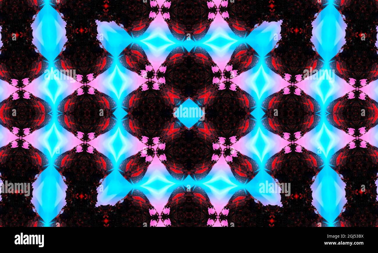 Carta da parati groovy. Bianco Ripeti Batik. Colore geometrico nero. Orrore psichedelico mistico. Rug geometrico bianco. Carta da parati mistica senza cuciture. Piazza nera Foto Stock