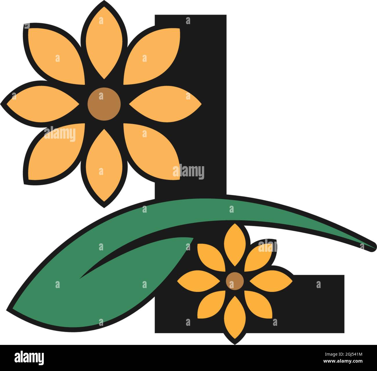 una lettera con icona fiori logo modello vettore disegno Illustrazione Vettoriale