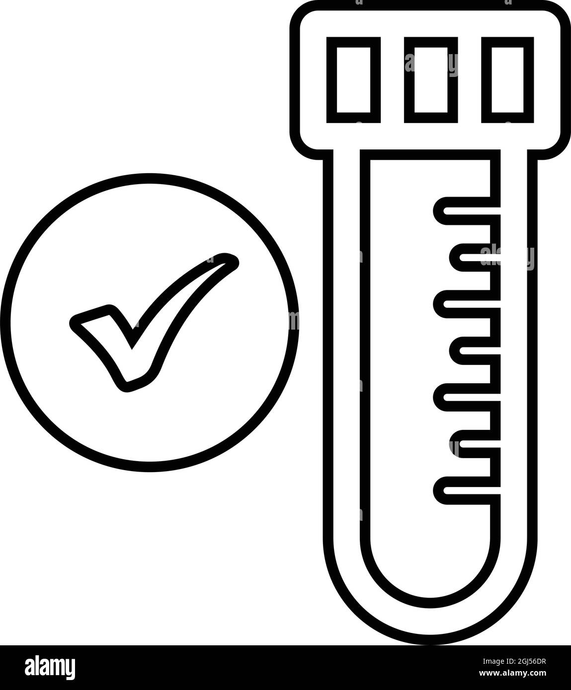 Coronavirus, testato Icon - file Vector EPS. Ideale per supporti di stampa, Web, immagini di stock, uso commerciale o qualsiasi tipo di progetto. Illustrazione Vettoriale