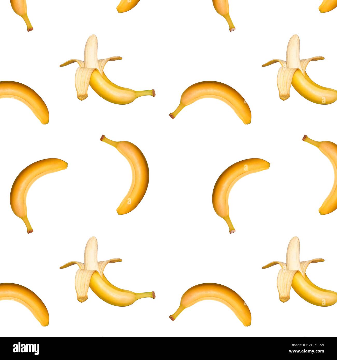 Buccia e Banana intera senza cuciture su sfondo grigio. Colori alla moda Estate tropicale motivo di frutta esotica, concetto. Sfondo natura., confezione regalo Foto Stock