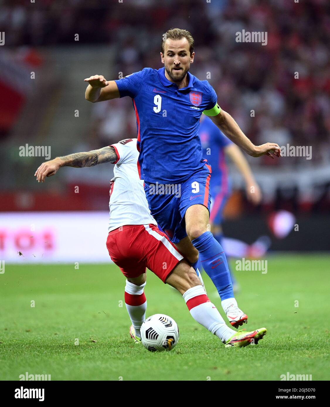 Il capitano inglese Harry Kane durante la partita di qualificazione della Coppa del mondo FIFA 2022 al PGE Narodowy Stadium di Varsavia. Data foto: Mercoledì 8 settembre 2021. Foto Stock