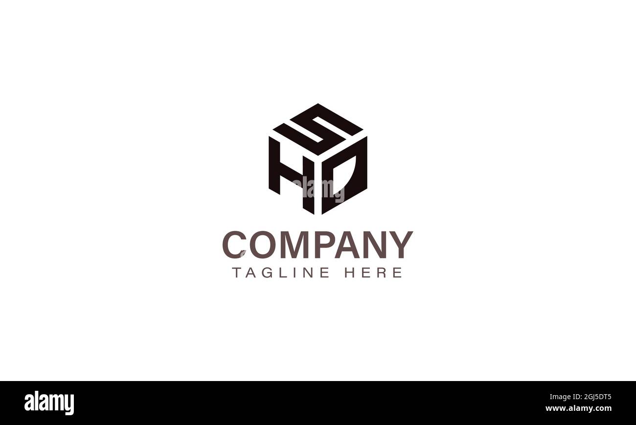 Logo SHD Letter, modello di icona vettoriale a forma esagonale S H D Alphabet, logo a tre lettere Illustrazione Vettoriale