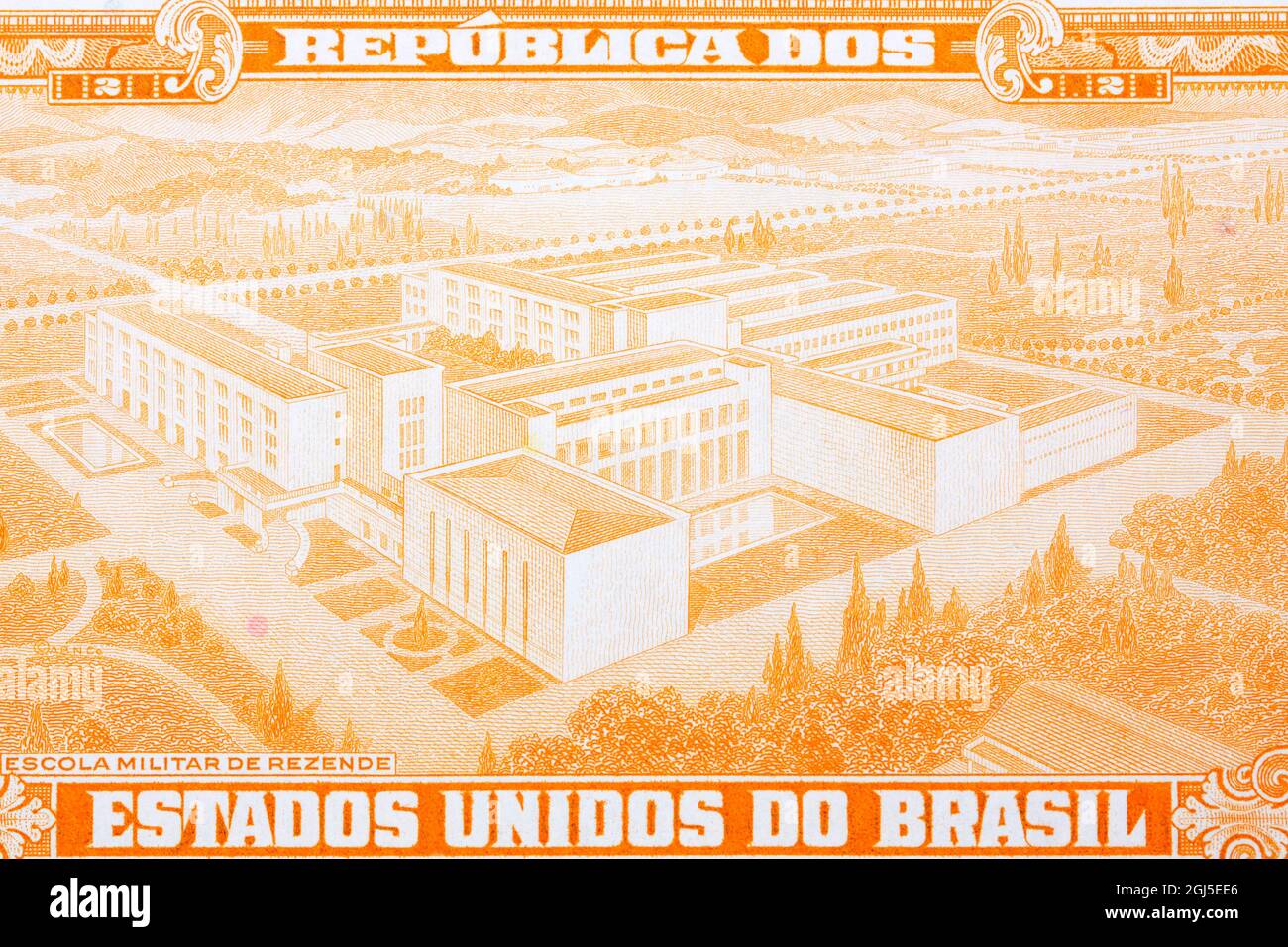 Accademia militare di Agulhas Negras da vecchi soldi brasiliani Foto Stock