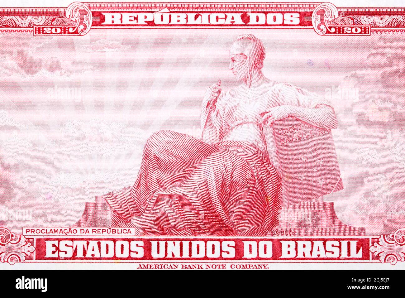 Allegoria della Repubblica da denaro brasiliano vecchio Foto Stock