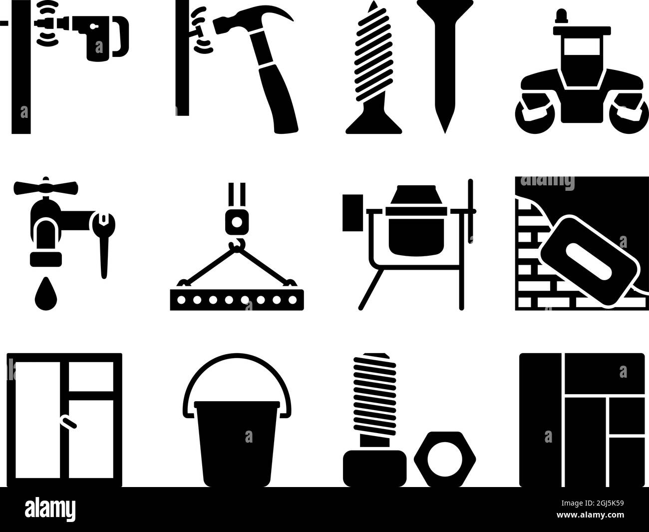 Set di icone per la costruzione. Illustrazione vettoriale completamente modificabile. Testo espanso. Illustrazione Vettoriale