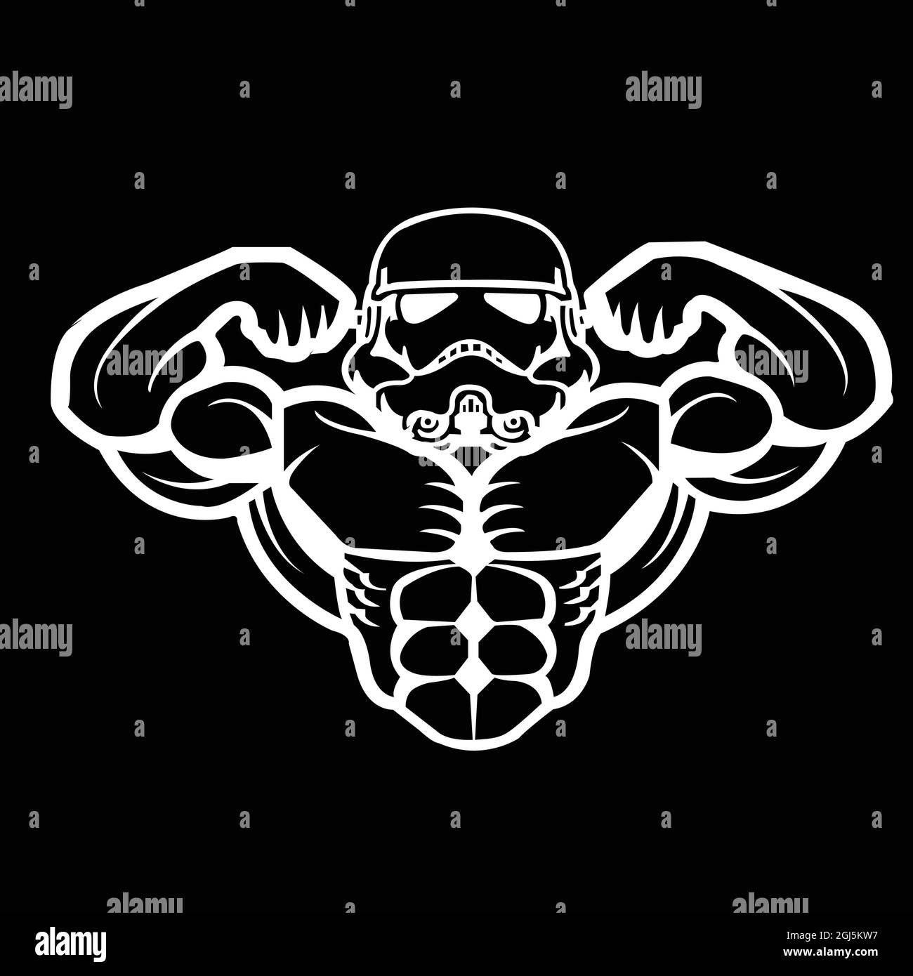Il guerriero di ferro - Un viaggio del costruttore del corpo al successo. A Bodybuilder Star Troop | Un poster motivazionale per bodybuilders e gym freak Illustrazione Vettoriale