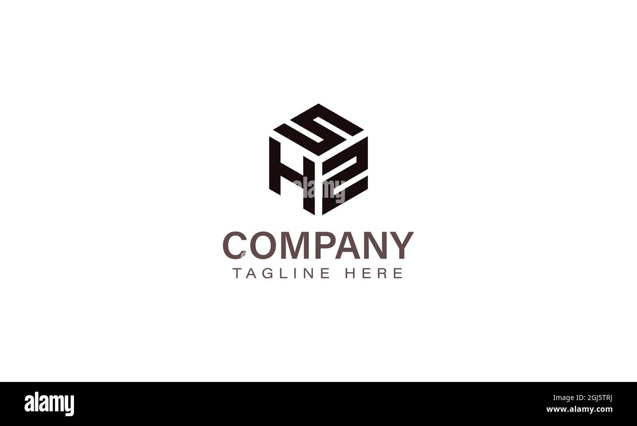 Logo SHZ Letter, modello di icona vettoriale a forma esagonale S H Z Alphabet, logo a tre lettere Illustrazione Vettoriale