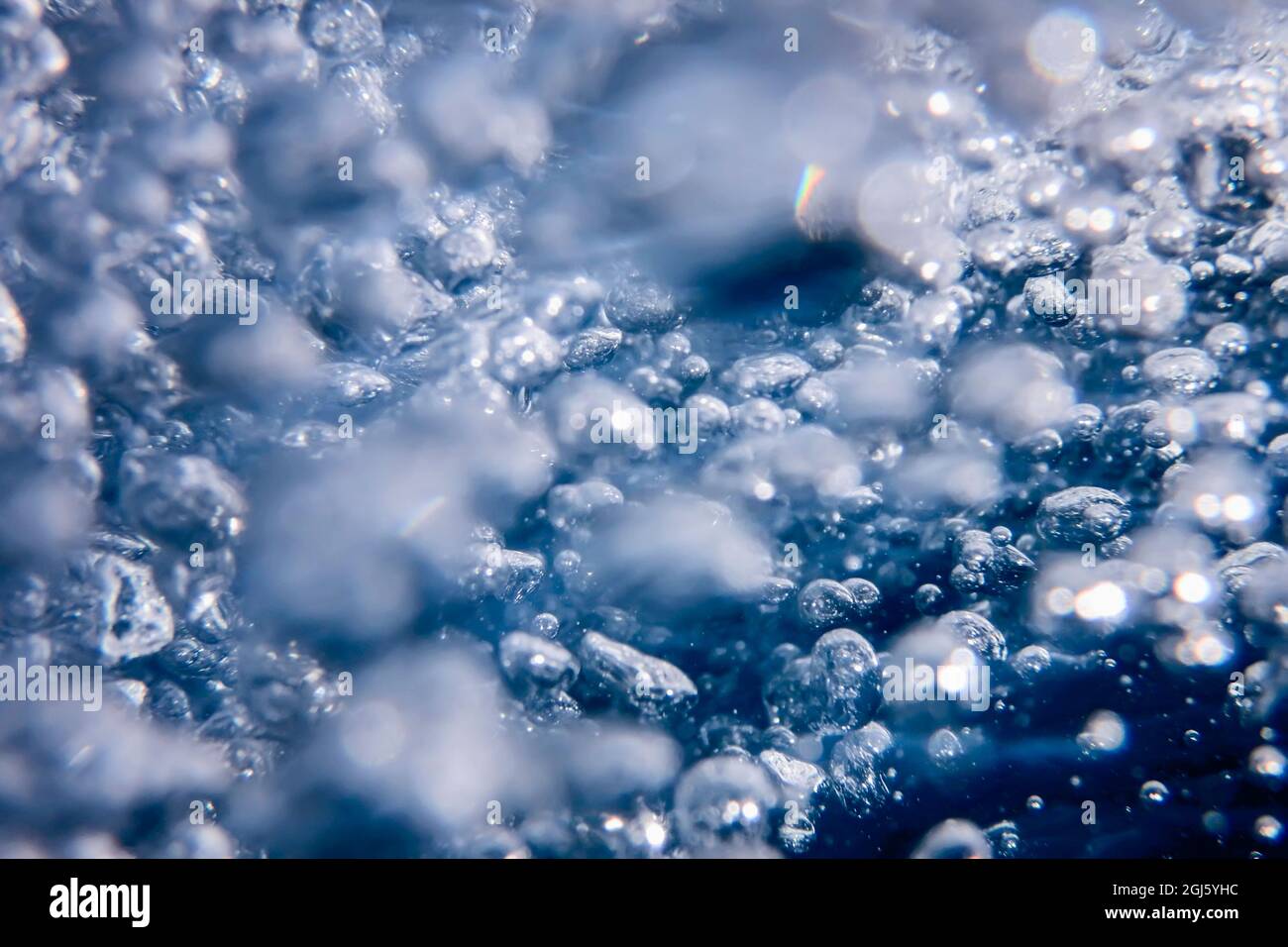 Bolle astratte in acqua, bolle d'aria acqua sfondo Foto Stock