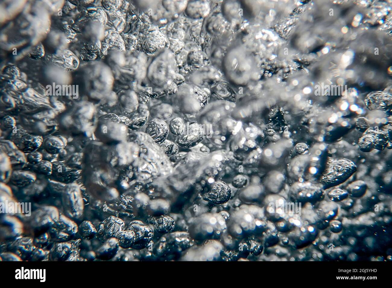 Bolle astratte in acqua, bolle d'aria acqua sfondo Foto Stock