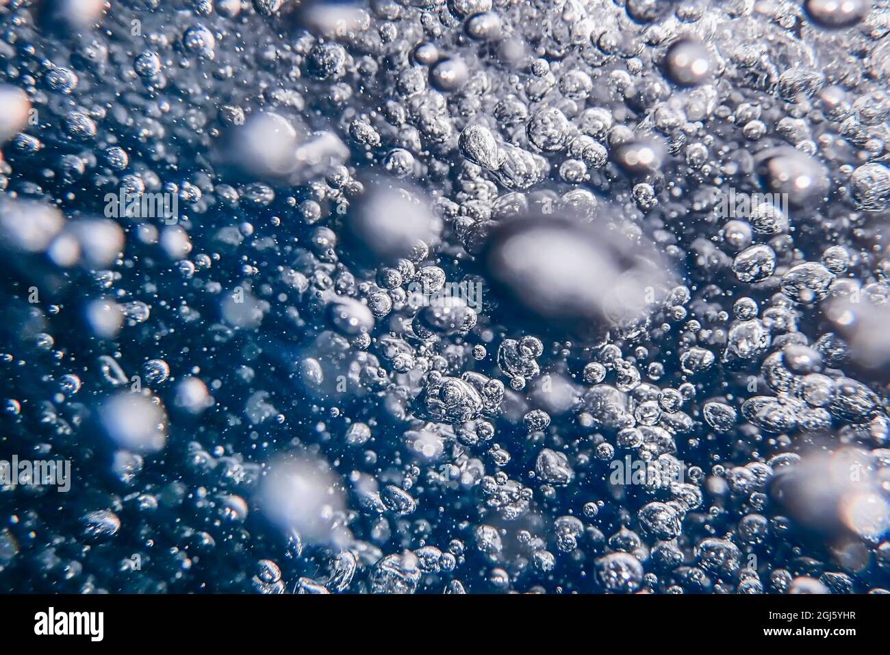 Bolle astratte in acqua, bolle d'aria acqua sfondo Foto Stock