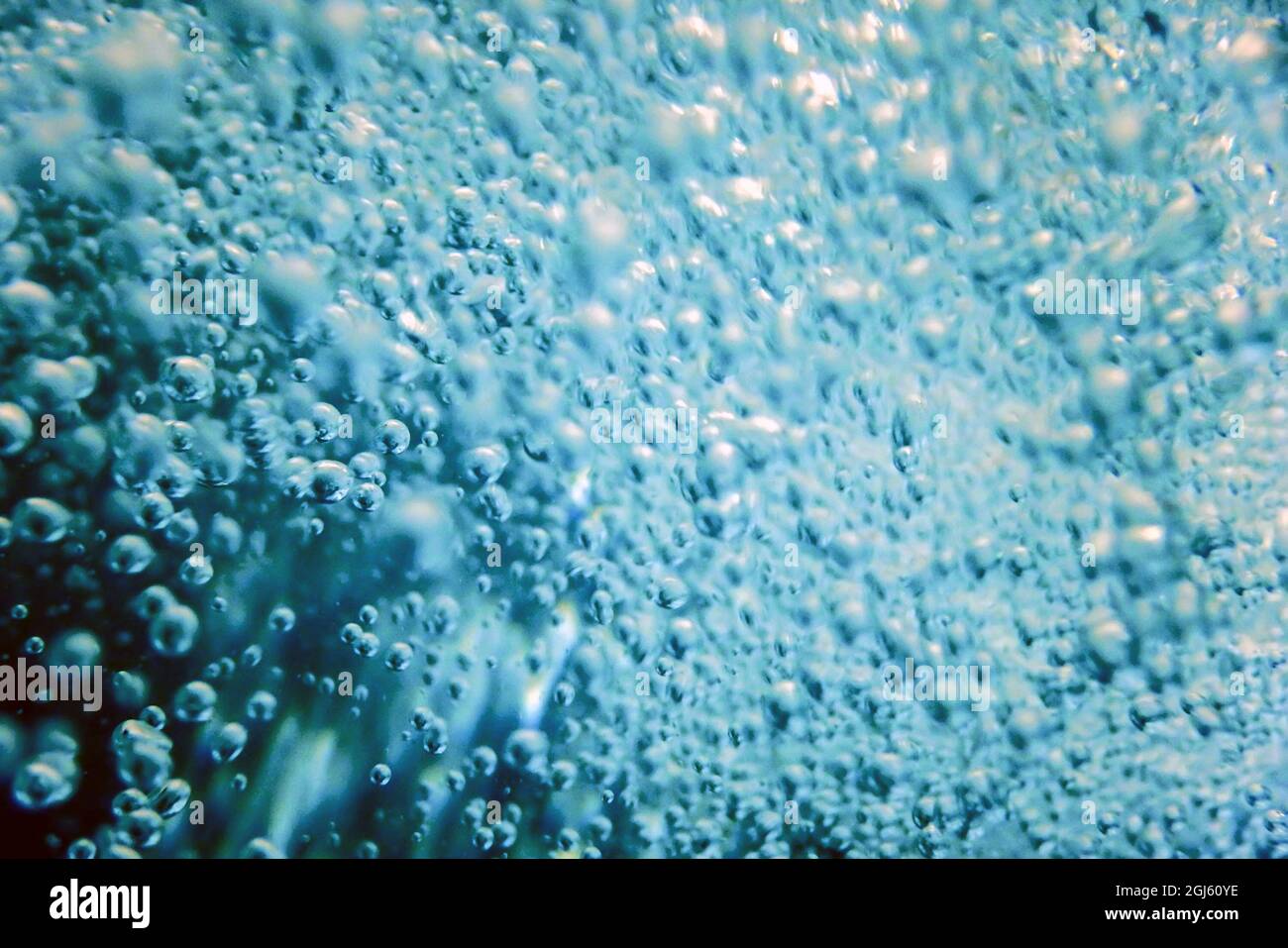 Bolle d'aria, bolle subacquee Abstract fondo subacqueo. Foto Stock