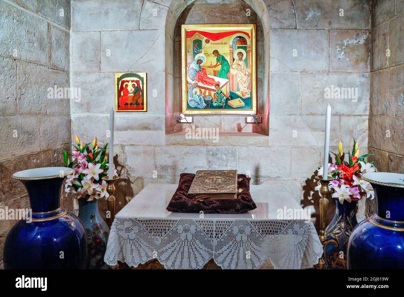Israele, Gerusalemme. Chiesa di Sant'Anna, cripta del luogo di nascita tradizionale della Vergine Maria. Foto Stock