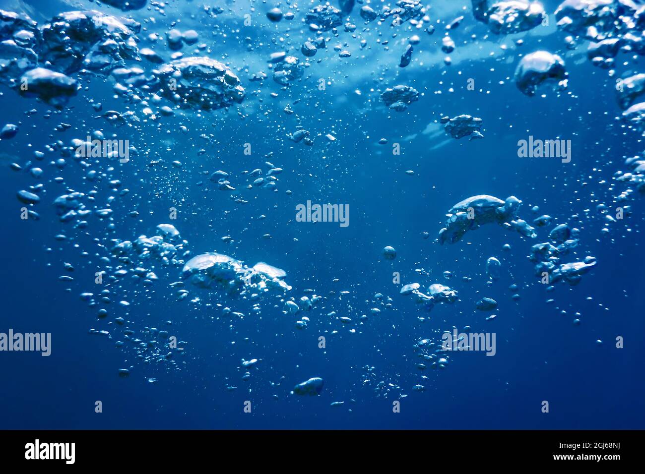 Bolle astratte in acqua, bolle d'aria acqua sfondo Foto Stock