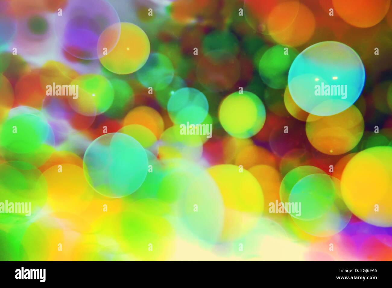 Bolle colorate sfondo, Abstract effetto bokeh colorato Foto Stock