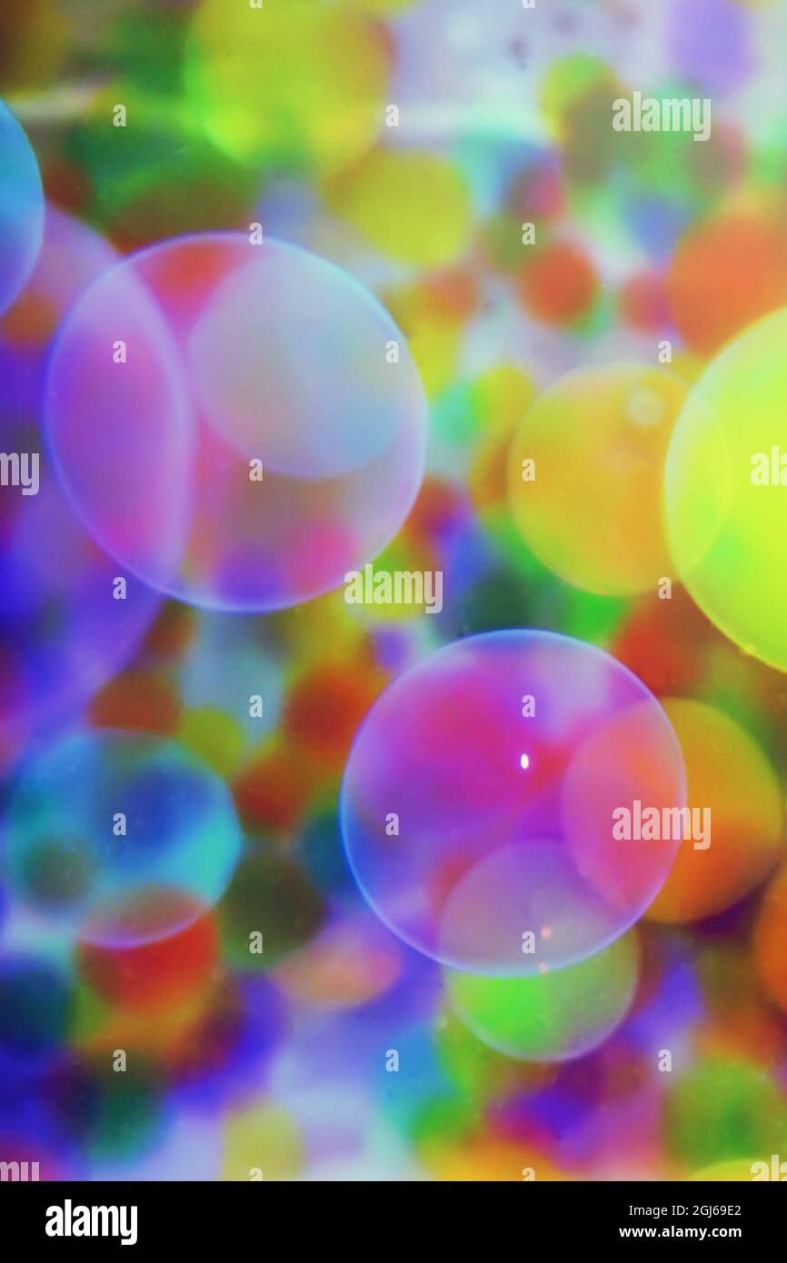 Bolle colorate sfondo, Abstract effetto bokeh colorato Foto Stock