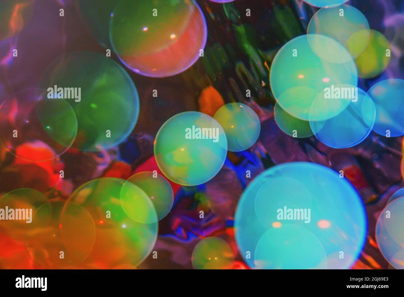 Bolle colorate sfondo, Abstract effetto bokeh colorato Foto Stock