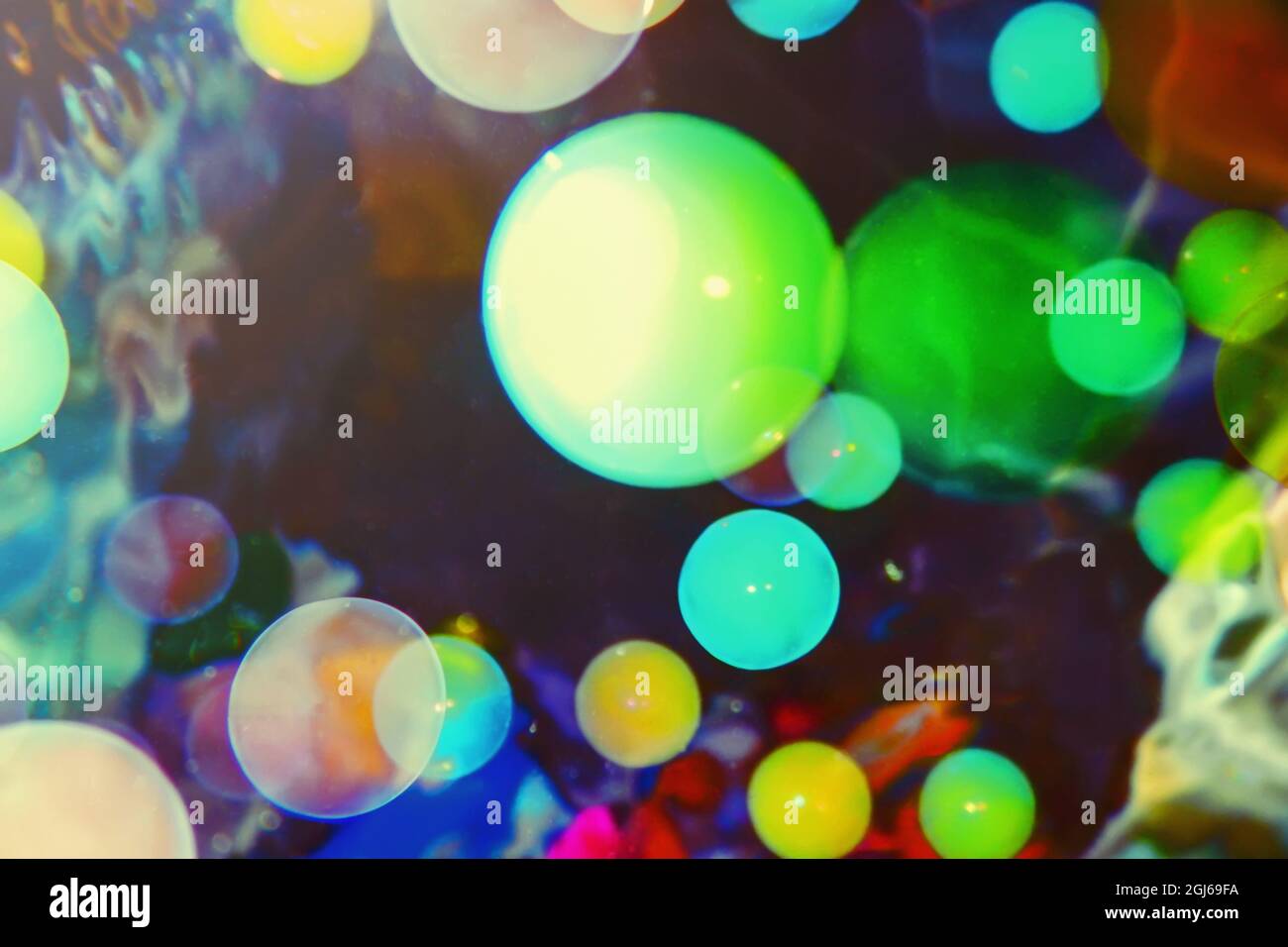 Bolle colorate sfondo, Abstract effetto bokeh colorato Foto Stock
