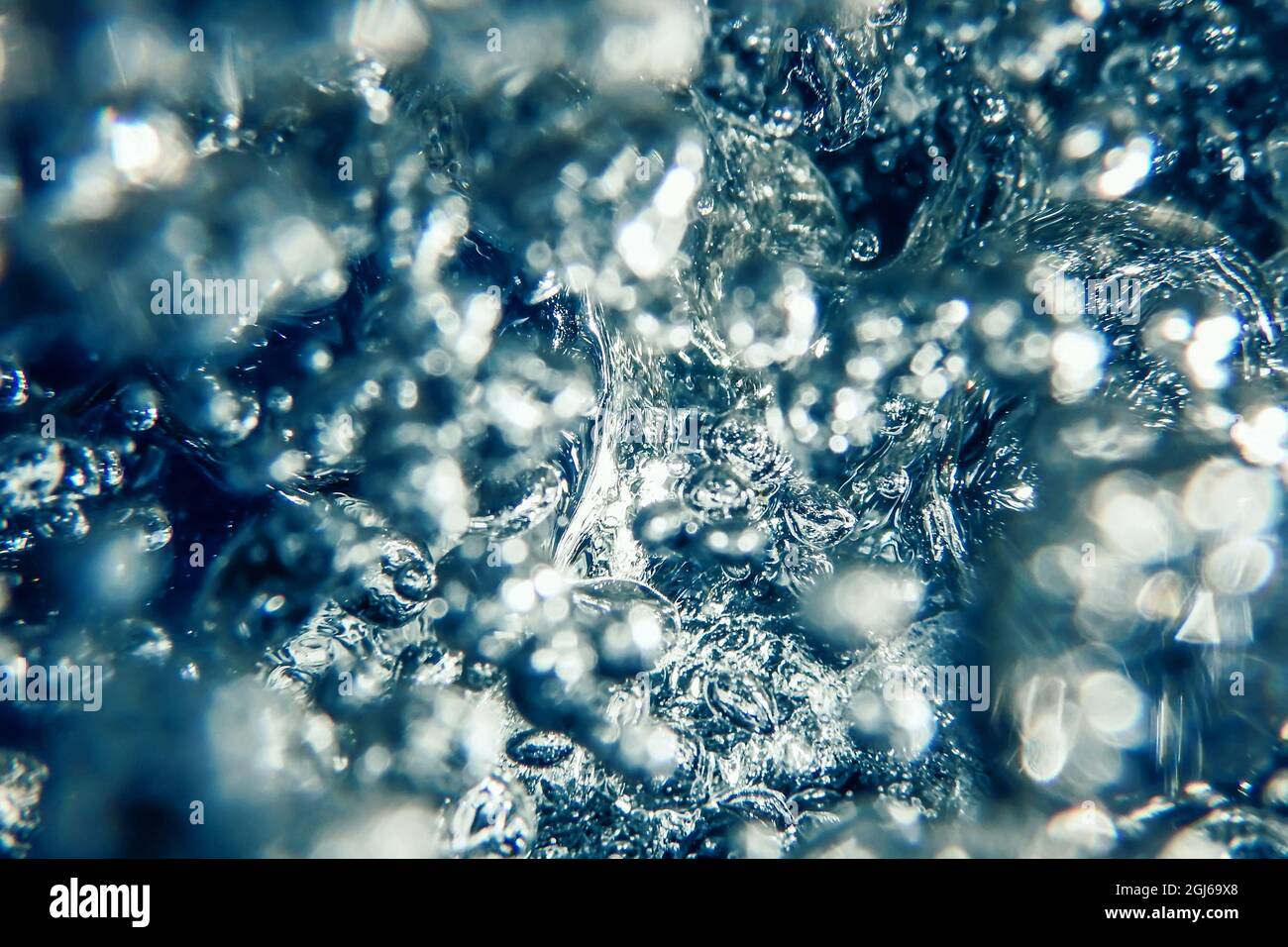 Bolle d'aria, bolle subacquee Abstract fondo subacqueo. Foto Stock