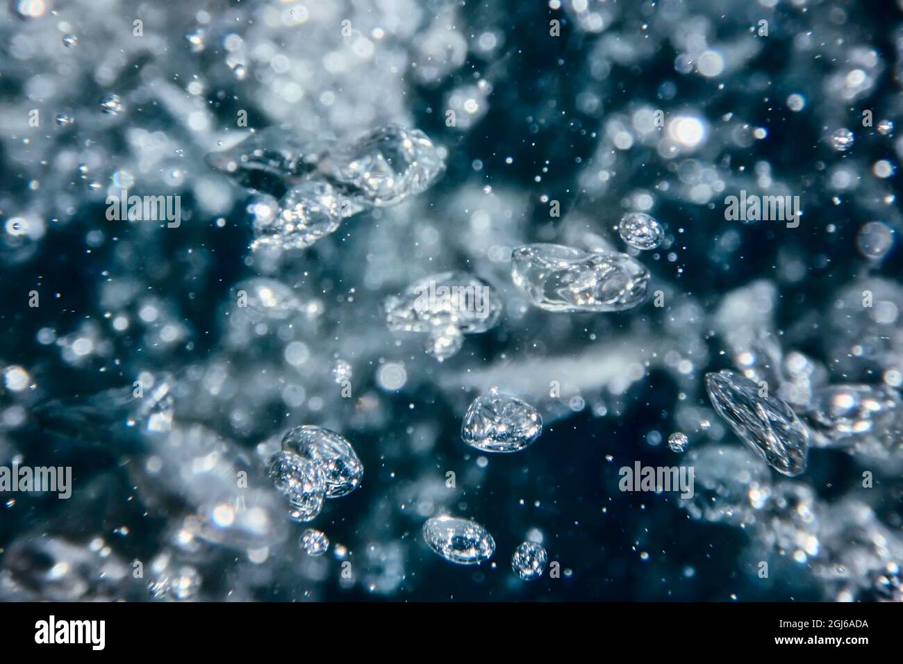 Bolle astratte in acqua, bolle d'aria acqua sfondo Foto Stock