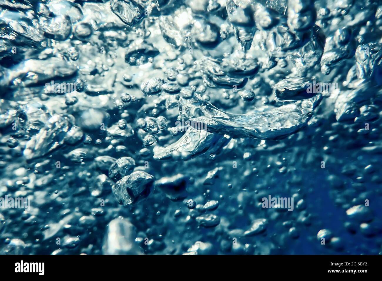 Bolle d'aria, bolle subacquee Abstract fondo subacqueo. Foto Stock