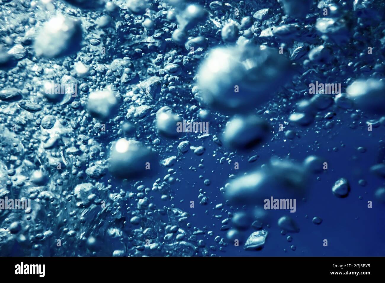 Bolle d'aria, bolle subacquee Abstract fondo subacqueo. Foto Stock