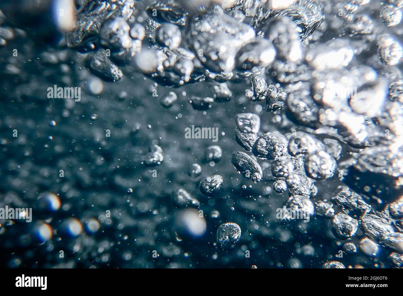 Bolle astratte in acqua, bolle d'aria acqua sfondo Foto Stock