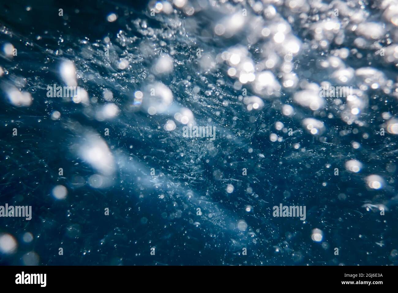 Bolle astratte in acqua, bolle d'aria acqua sfondo Foto Stock