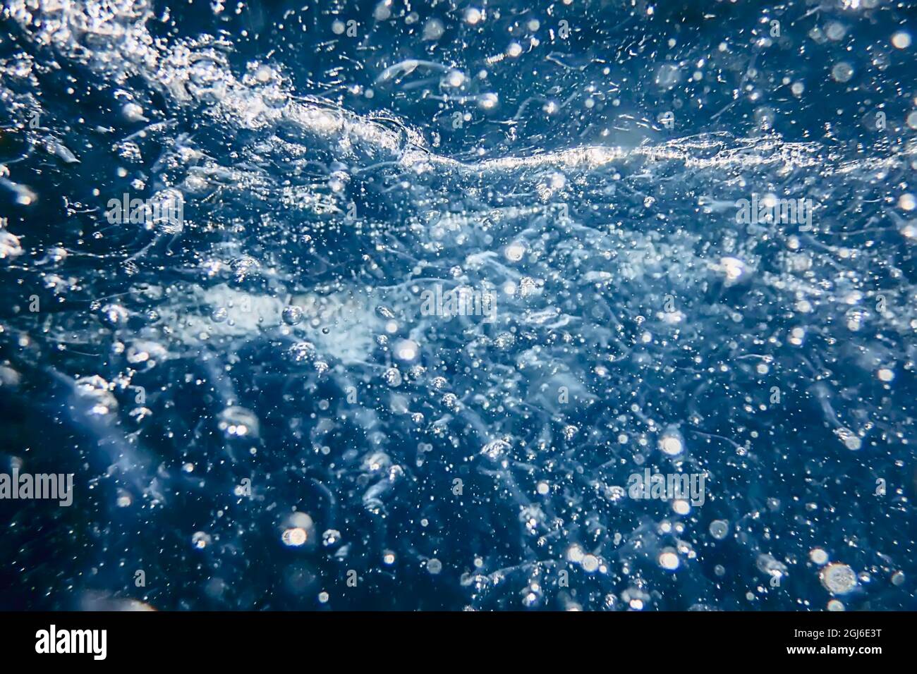 Bolle astratte in acqua, bolle d'aria acqua sfondo Foto Stock