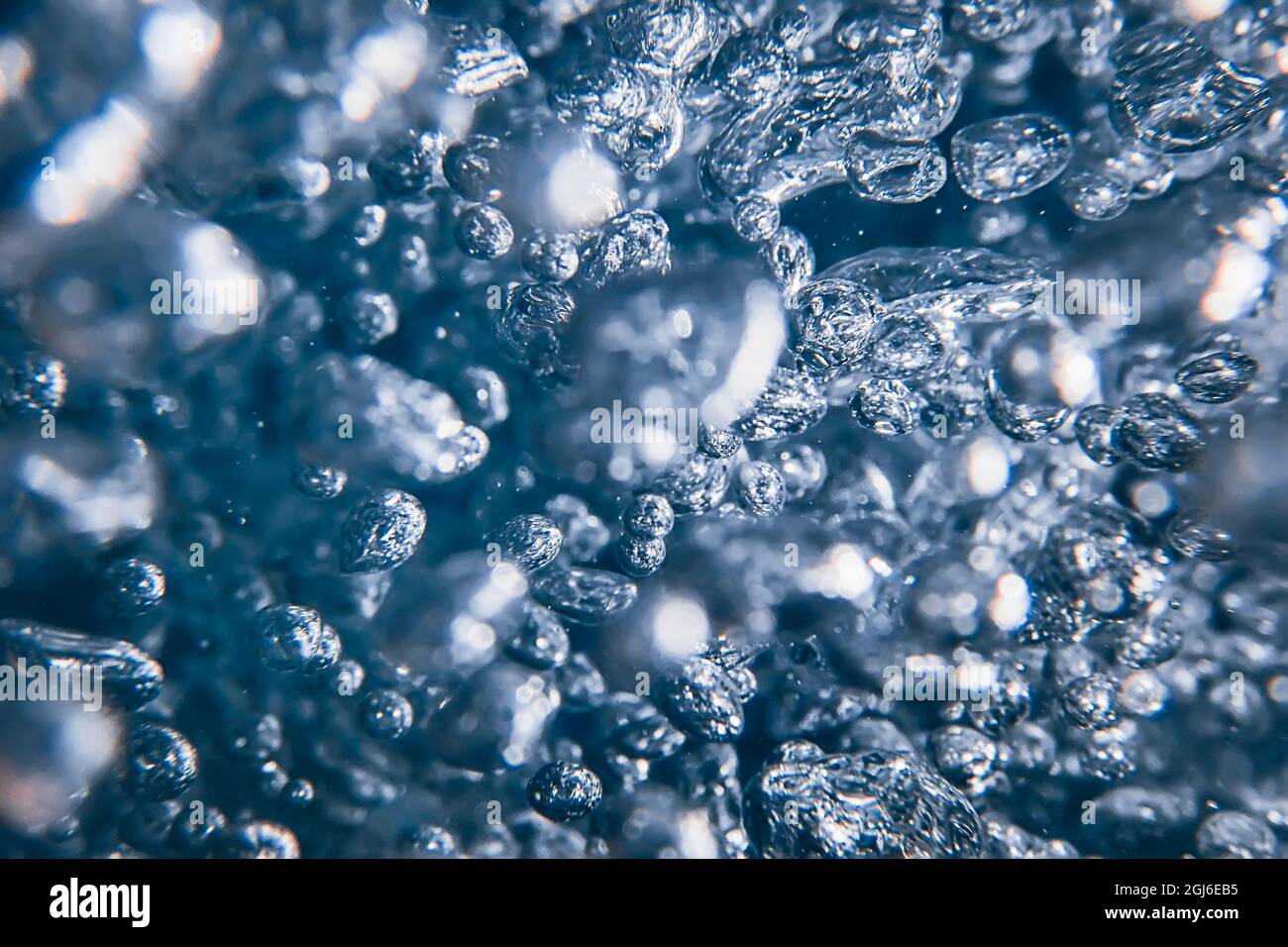 Bolle astratte in acqua, bolle d'aria acqua sfondo Foto Stock
