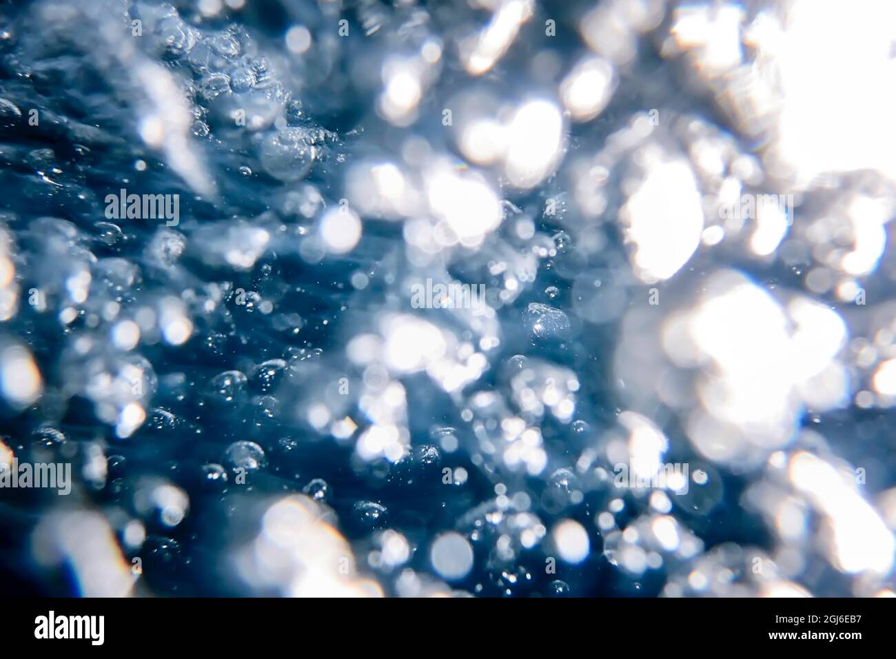 Bolle astratte in acqua, bolle d'aria acqua sfondo Foto Stock