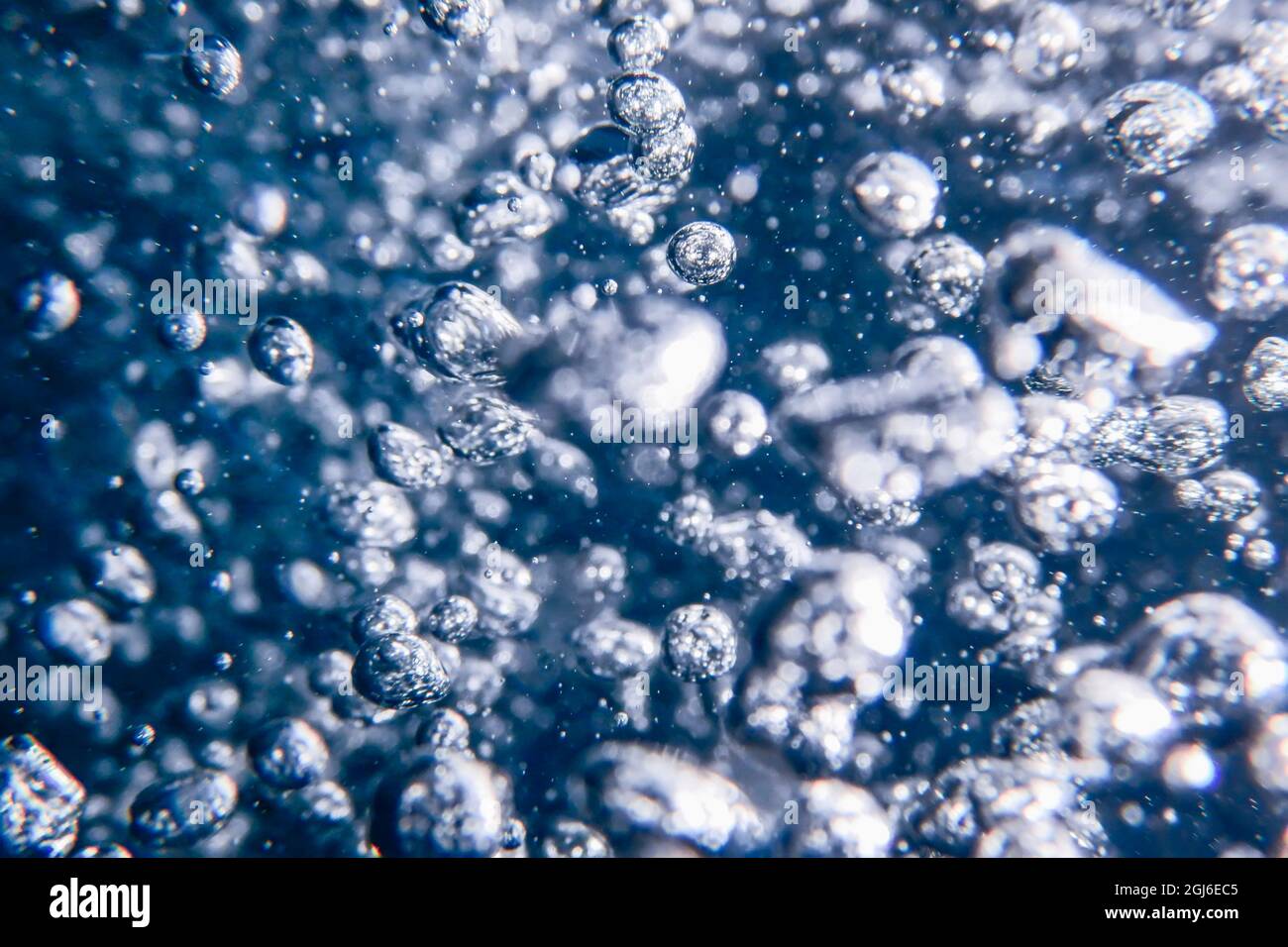Bolle astratte in acqua, bolle d'aria acqua sfondo Foto Stock