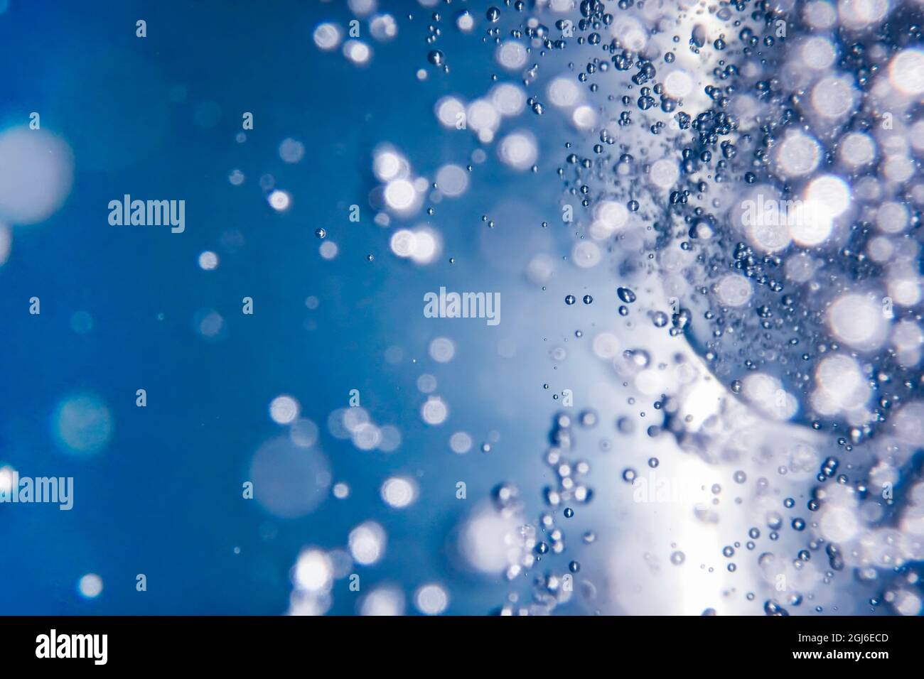 Bolle astratte in acqua, bolle d'aria acqua sfondo Foto Stock