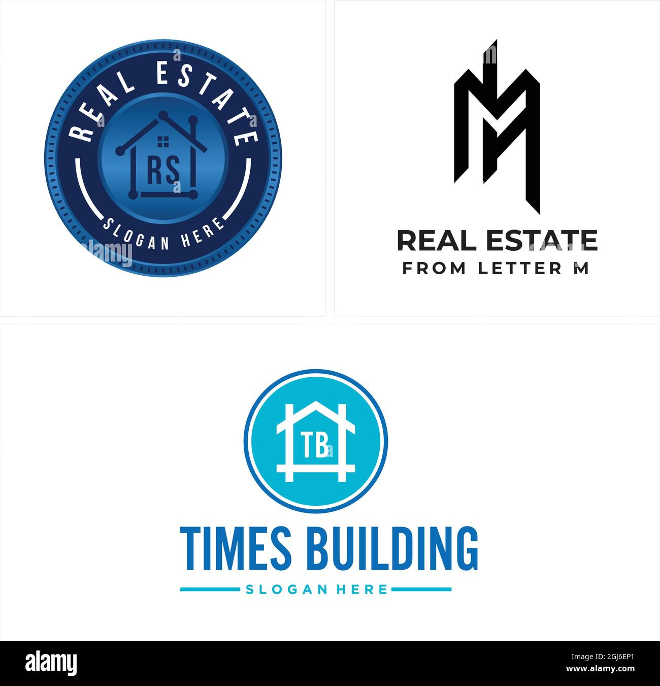 Immobiliare costruzione iniziale M line logo design Illustrazione Vettoriale