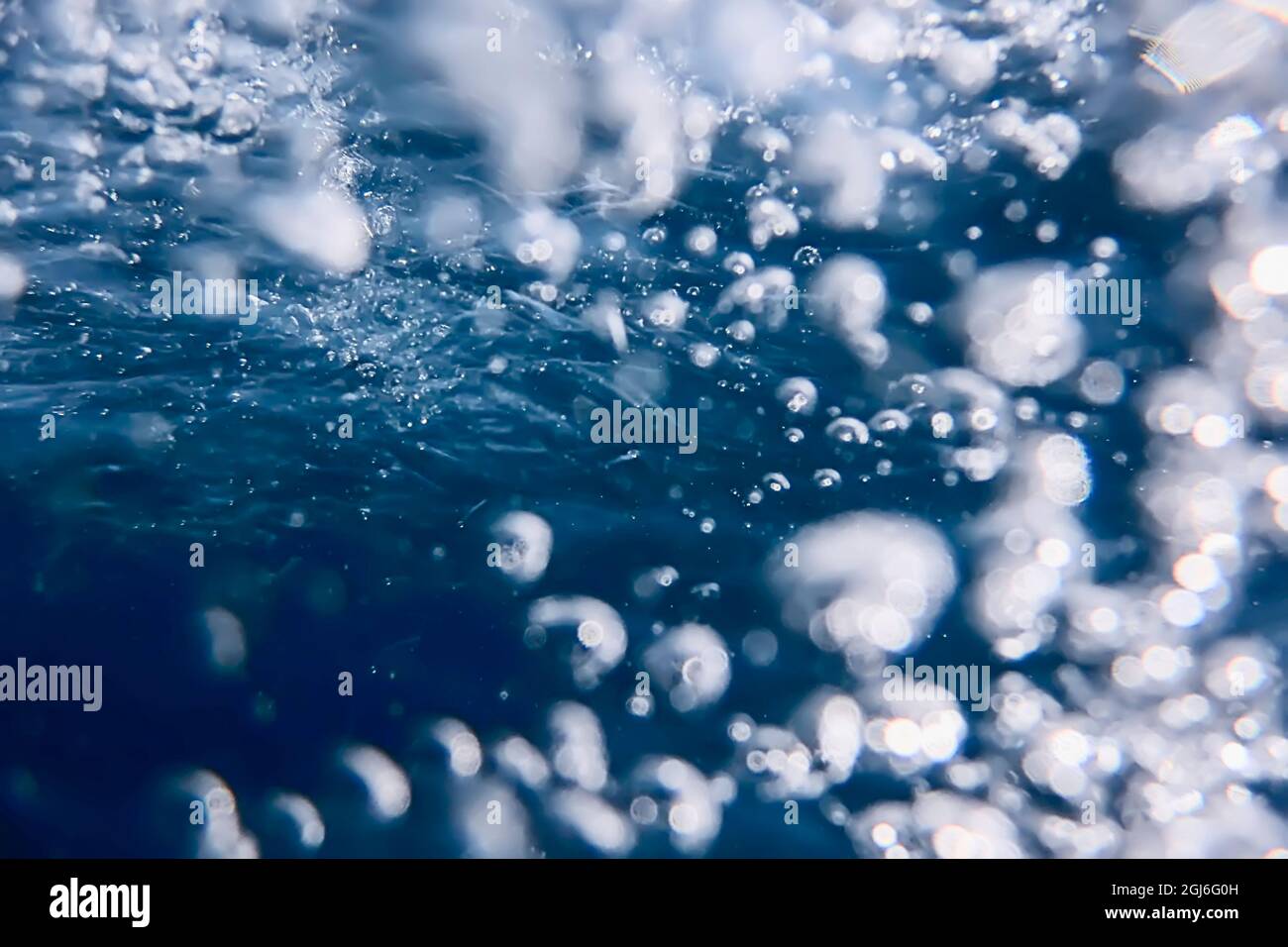 Bolle astratte in acqua, bolle d'aria acqua sfondo Foto Stock