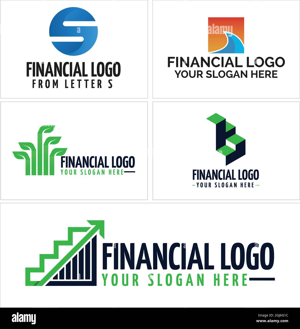 Grafico finanziario foglia freccia verde crescita logo design Illustrazione Vettoriale