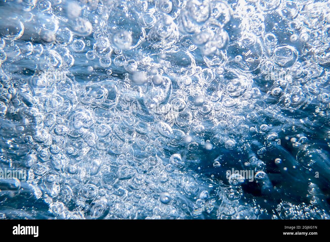 Bolle astratte in acqua, bolle d'aria acqua sfondo Foto Stock